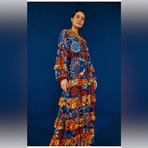 NWT FARM RIO MIXED PINEAPPLE FLOWERS MAXI DRESS